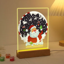 Laden Sie das Bild in den Galerie-Viewer, LED Präsentationssockel aus Holz Malen nach Zahlen 15x20 cm - Weihnachtsmann 06