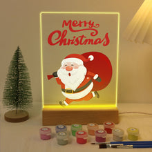 Laden Sie das Bild in den Galerie-Viewer, LED Präsentationssockel aus Holz Malen nach Zahlen 15x20 cm - Weihnachtsmann 07