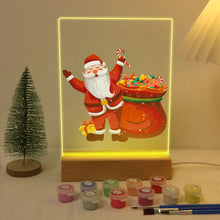 Laden Sie das Bild in den Galerie-Viewer, LED Präsentationssockel aus Holz Malen nach Zahlen 15x20 cm - Weihnachtsmann 08