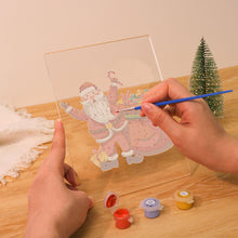 Laden Sie das Bild in den Galerie-Viewer, LED Präsentationssockel aus Holz Malen nach Zahlen 15x20 cm - Weihnachtsmann 08