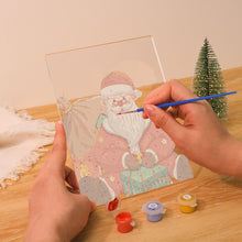 Laden Sie das Bild in den Galerie-Viewer, LED Präsentationssockel aus Holz Malen nach Zahlen 15x20 cm - Weihnachtsmann 09