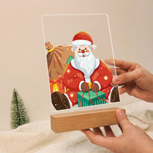 Laden Sie das Bild in den Galerie-Viewer, LED Präsentationssockel aus Holz Malen nach Zahlen 15x20 cm - Weihnachtsmann 09