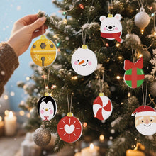 Laden Sie das Bild in den Galerie-Viewer, Malen nach Zahlen Weihnachtsdekoration – Eisbär, Pinguin und Weihnachtsmann