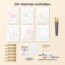 Laden Sie das Bild in den Galerie-Viewer, Mini Malen nach Zahlen 15x20 cm (6 Stück) - Blumen des Glücks