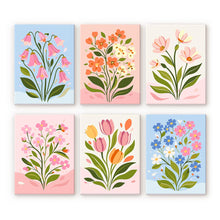 Laden Sie das Bild in den Galerie-Viewer, Mini Malen nach Zahlen 15x20 cm (6 Stück) - Pastellblumen Figured'Art