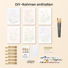 Laden Sie das Bild in den Galerie-Viewer, Mini Malen nach Zahlen 15x20 cm (6 Stück) - Pastellblumen
