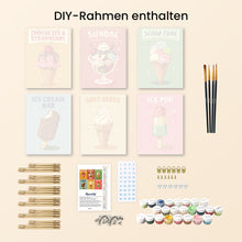 Laden Sie das Bild in den Galerie-Viewer, Mini Malen nach Zahlen 15x20 cm (6 Stück) - Vintage-Eis