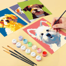 Laden Sie das Bild in den Galerie-Viewer, Mini Malen nach Zahlen 15x20 cm (6 Stück) - Moderne Hunde Portraits 1