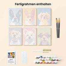 Laden Sie das Bild in den Galerie-Viewer, Mini Malen nach Zahlen 15x20 cm (6 Stück) - Moderne Hunde Portraits 1