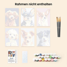 Laden Sie das Bild in den Galerie-Viewer, Mini Malen nach Zahlen 15x20 cm (6 Stück) - Moderne Hunde Portraits 2
