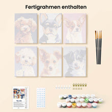 Laden Sie das Bild in den Galerie-Viewer, Mini Malen nach Zahlen 15x20 cm (6 Stück) - Moderne Hunde Portraits 2