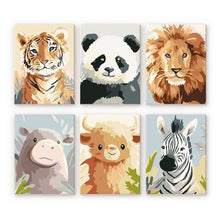 Laden Sie das Bild in den Galerie-Viewer, Mini Malen nach Zahlen 15x20 cm (6 Stück) - Wildtierportraits 1 Figured'Art