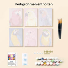 Laden Sie das Bild in den Galerie-Viewer, Mini Malen nach Zahlen 15x20 cm (6 Stück) - Tropische Federn