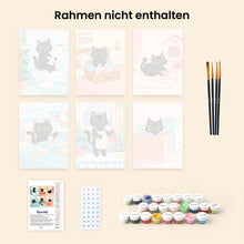 Laden Sie das Bild in den Galerie-Viewer, Mini Malen nach Zahlen 15x20 cm (6 Stück) - Verspielte Kätzchen