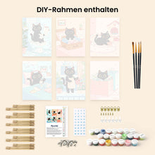 Laden Sie das Bild in den Galerie-Viewer, Mini Malen nach Zahlen 15x20 cm (6 Stück) - Verspielte Kätzchen
