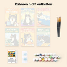 Laden Sie das Bild in den Galerie-Viewer, Mini Malen nach Zahlen 15x20 cm (6 Stück) - Gute Zeiten mit Katzen