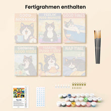 Laden Sie das Bild in den Galerie-Viewer, Mini Malen nach Zahlen 15x20 cm (6 Stück) - Gute Zeiten mit Katzen