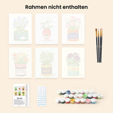 Laden Sie das Bild in den Galerie-Viewer, Mini Malen nach Zahlen 15x20 cm (6 Stück) - Blühende Vorratskammer