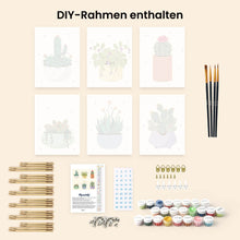 Laden Sie das Bild in den Galerie-Viewer, Mini Malen nach Zahlen 15x20 cm (6 Stück) - Niedliche Kakteen Kollektion 1