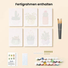 Laden Sie das Bild in den Galerie-Viewer, Mini Malen nach Zahlen 15x20 cm (6 Stück) - Niedliche Kakteen Kollektion 1