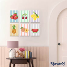 Laden Sie das Bild in den Galerie-Viewer, Mini Malen nach Zahlen 15x20 cm (6 Stück) - Sonniges Obst Set