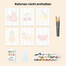 Laden Sie das Bild in den Galerie-Viewer, Mini Malen nach Zahlen 15x20 cm (6 Stück) - Sonniges Obst Set