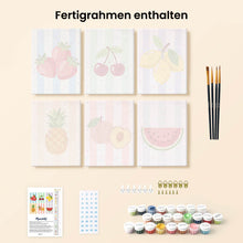 Laden Sie das Bild in den Galerie-Viewer, Mini Malen nach Zahlen 15x20 cm (6 Stück) - Sonniges Obst Set
