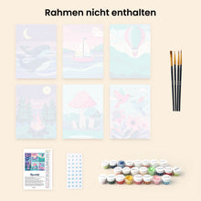 Laden Sie das Bild in den Galerie-Viewer, Mini Malen nach Zahlen 15x20 cm (6 Stück) - Kleine Traumlandschaften