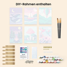 Laden Sie das Bild in den Galerie-Viewer, Mini Malen nach Zahlen 15x20 cm (6 Stück) - Kleine Traumlandschaften