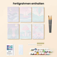 Laden Sie das Bild in den Galerie-Viewer, Mini Malen nach Zahlen 15x20 cm (6 Stück) - Kleine Traumlandschaften