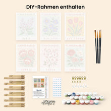 Laden Sie das Bild in den Galerie-Viewer, Mini Malen nach Zahlen 15x20 cm (6 Stück) - Blumenmarkt 1