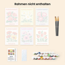 Laden Sie das Bild in den Galerie-Viewer, Mini Malen nach Zahlen 15x20 cm (6 Stück) - Blumenmarkt 3