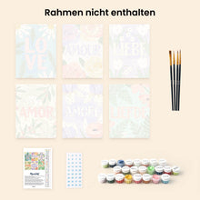 Laden Sie das Bild in den Galerie-Viewer, Mini Malen nach Zahlen 15x20 cm (6 Stück) - Florale Liebe 1