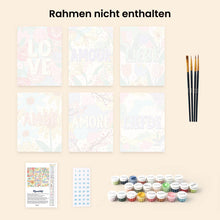 Laden Sie das Bild in den Galerie-Viewer, Mini Malen nach Zahlen 15x20 cm (6 Stück) - Florale Liebe 2