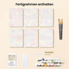Laden Sie das Bild in den Galerie-Viewer, Mini Malen nach Zahlen 15x20 cm (6 Stück) - Florale Liebe 2