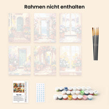Laden Sie das Bild in den Galerie-Viewer, Mini Malen nach Zahlen 15x20 cm (6 Stück) - Blühende Portale