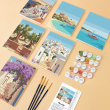Laden Sie das Bild in den Galerie-Viewer, Mini Malen nach Zahlen 15x20 cm (6 Stück) - Santorini Träume