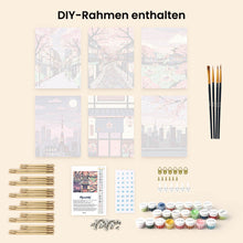 Laden Sie das Bild in den Galerie-Viewer, Mini Malen nach Zahlen 15x20 cm (6 Stück) - Tokio in Blüte