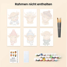 Laden Sie das Bild in den Galerie-Viewer, Mini Malen nach Zahlen 15x20 cm (6 Stück) - Kleine Muh Freunde