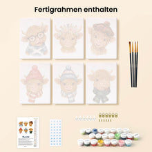 Laden Sie das Bild in den Galerie-Viewer, Mini Malen nach Zahlen 15x20 cm (6 Stück) - Kleine Muh Freunde