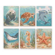 Laden Sie das Bild in den Galerie-Viewer, Mini Malen nach Zahlen 15x20 cm (6 Stück) - Schätze des Ozeans Figured'Art
