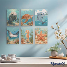 Laden Sie das Bild in den Galerie-Viewer, Mini Malen nach Zahlen 15x20 cm (6 Stück) - Schätze des Ozeans