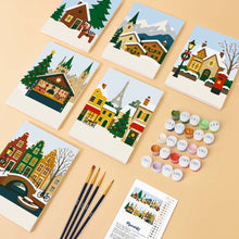 Laden Sie das Bild in den Galerie-Viewer, Mini Malen nach Zahlen 15x20 cm (6 Stück) - Weihnachten in Europa