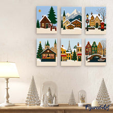 Laden Sie das Bild in den Galerie-Viewer, Mini Malen nach Zahlen 15x20 cm (6 Stück) - Weihnachten in Europa