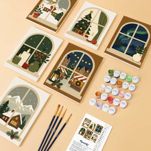 Laden Sie das Bild in den Galerie-Viewer, Mini Malen nach Zahlen 15x20 cm (6 Stück) - Weihnachtsfenster
