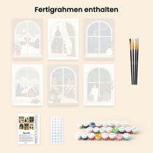 Laden Sie das Bild in den Galerie-Viewer, Mini Malen nach Zahlen 15x20 cm (6 Stück) - Weihnachtsfenster