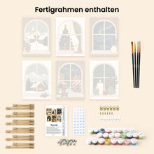 Laden Sie das Bild in den Galerie-Viewer, Mini Malen nach Zahlen 15x20 cm (6 Stück) - Weihnachtsfenster