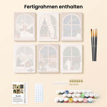 Laden Sie das Bild in den Galerie-Viewer, Mini Malen nach Zahlen 15x20 cm (6 Stück) - Weihnachtsfenster