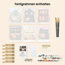 Laden Sie das Bild in den Galerie-Viewer, Mini Malen nach Zahlen 15x20 cm (6 Stück) - Festliches Dorf