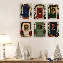 Laden Sie das Bild in den Galerie-Viewer, Mini Malen nach Zahlen 15x20 cm (6 Stück) - Weihnachtliche Haustüren